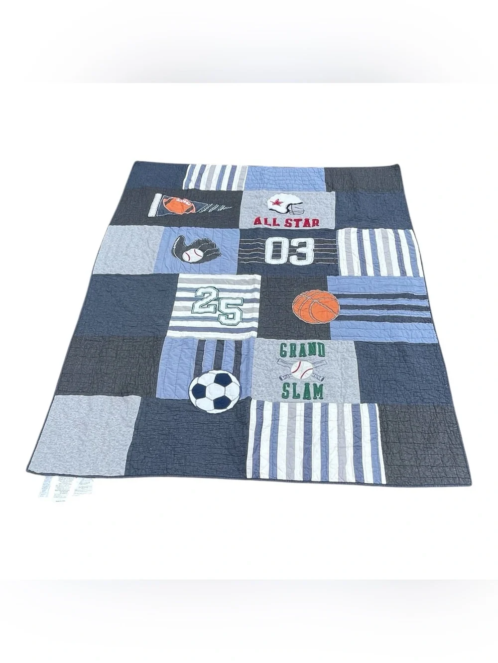 Pottery Barn Kids Sports Patchwork Quilt Twin 68x86 All Star Grand Slam Boys